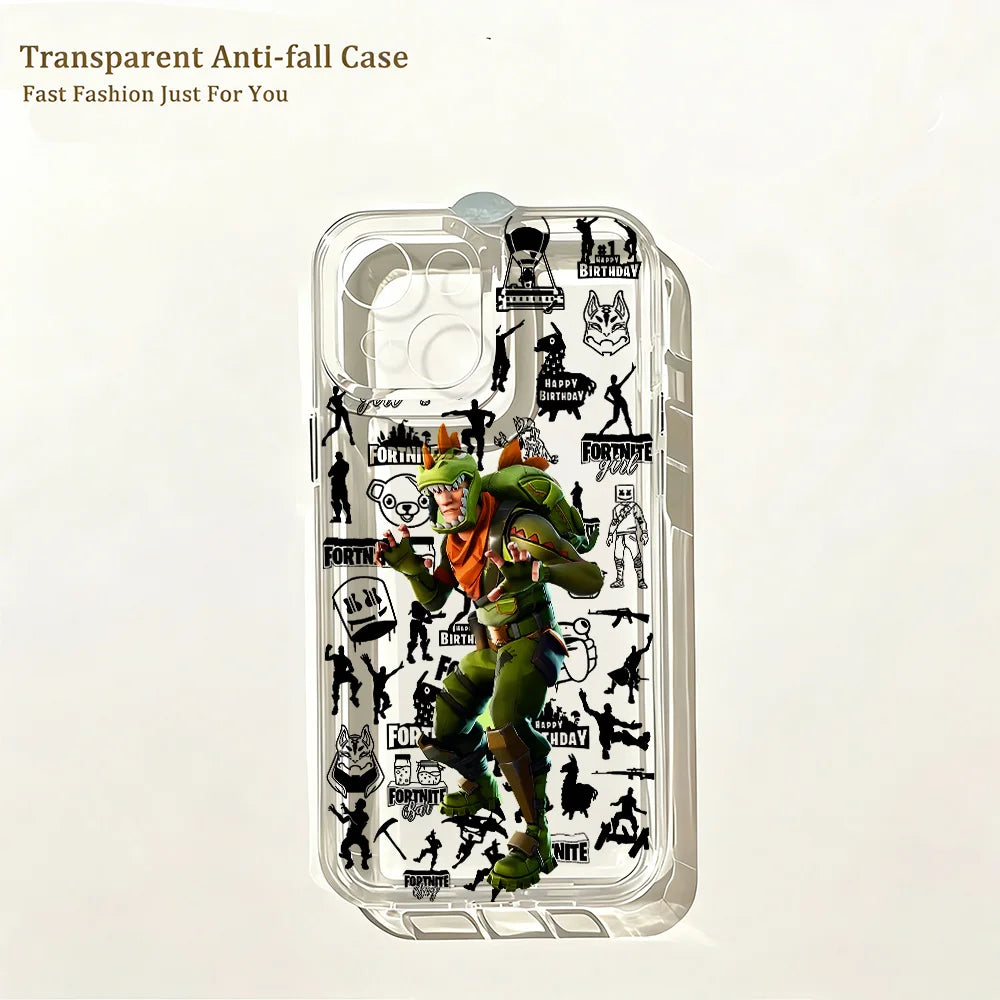 Hot Game F-Fortnites Phone Case for IPhone 17e 17 16 16e 15 14 13 12 11 Mini Pro Max X XR XSMax 7 8 Air Plus Clear Back Cover