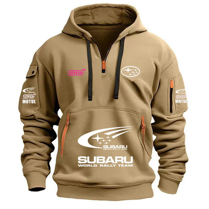 2026 New SUBARU Racing European Size Autumn/Winter Men's Hooded Kangaroo Pocket Sports Fleece Hoodie Top Coat