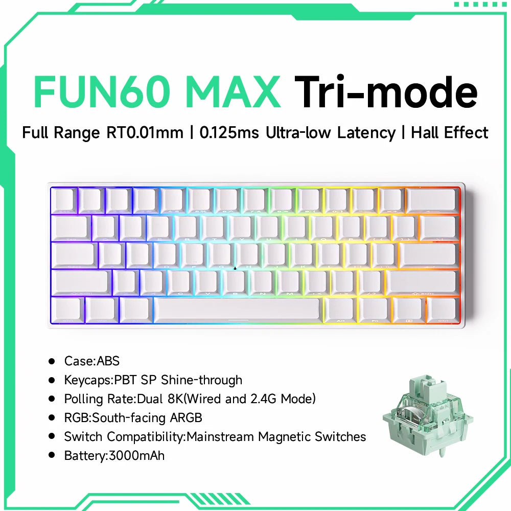 Akko MonsGeek FUN68 FUN60 PRO&MAX Tastiera magnetica HE 60% 65% Tastiere da gaming Rapid Trigger 8K Tastiera custom per gamer Esports