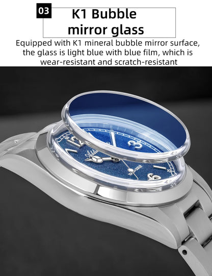 ADDIESDIVE 36mm Bestseller-Herrenuhr AD2518 mit gewölbtem Spiegelglas, 316L-Edelstahl, Herrenuhr, 100m wasserdichte Quarzuhr
