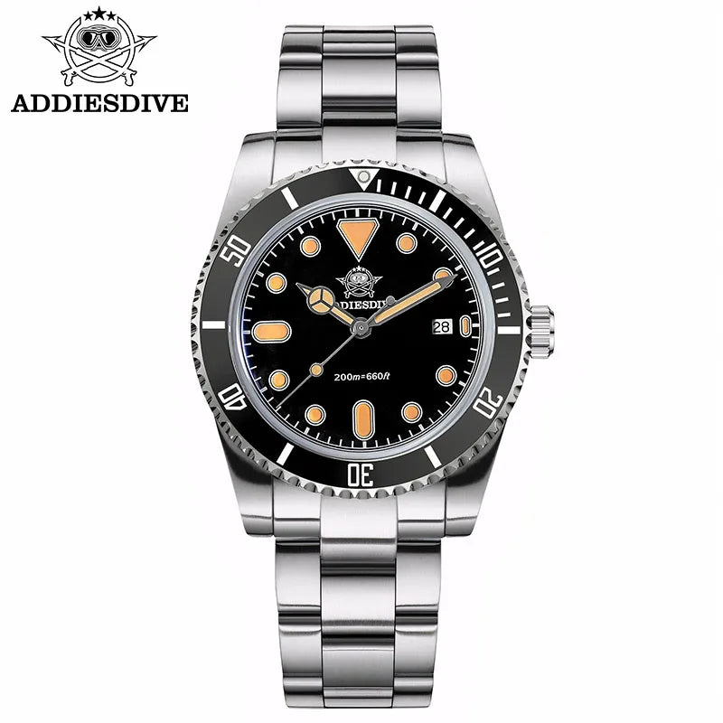 ADDIESDIVE Men’s Luxury Diver Watch Luminous Dial, Ceramic Bezel, Stainless Steel & 20 Bar Water Resistant