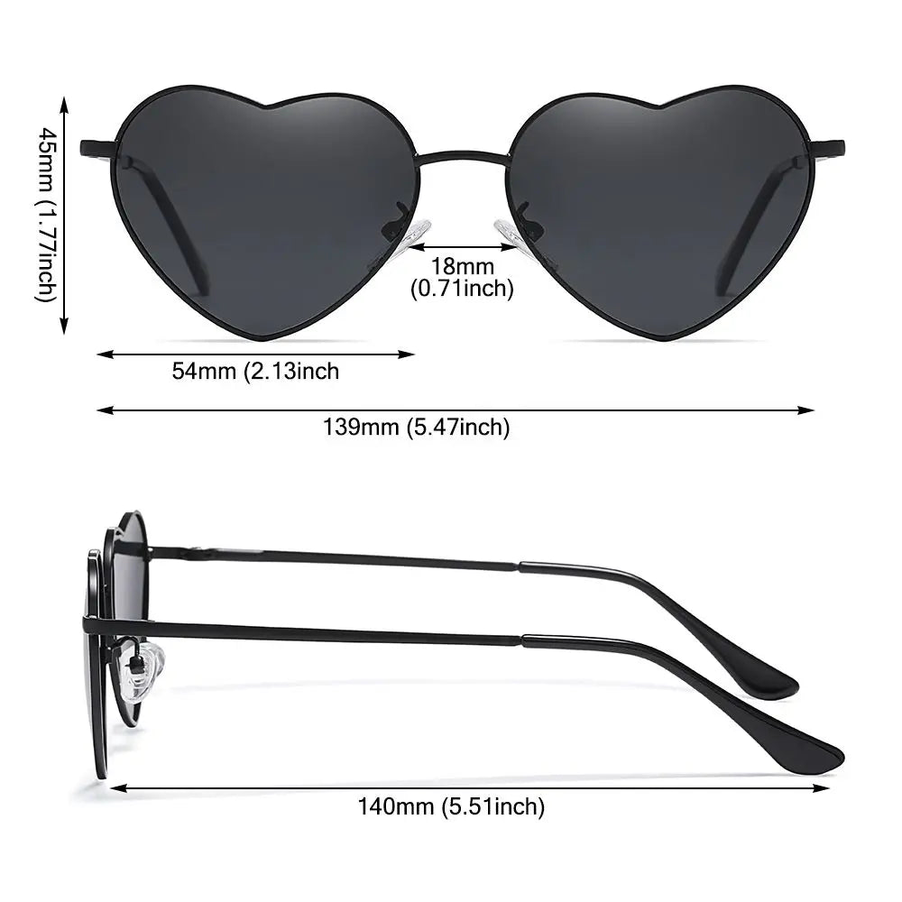Heart-Shaped Sunglasses Heart Sun Glasses Shades Vintage 90s Glasses UV400 Protection Metal Frame Sunglasses Fancy Accessories