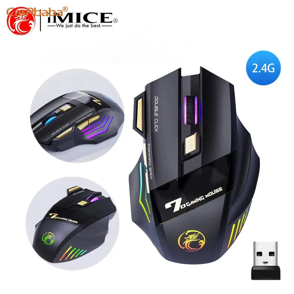 Brezžična miška Bluetooth, polnilna računalniška miška za gamerje, ergonomska gaming miška z RGB osvetlitvijo in tihim delovanjem za PC