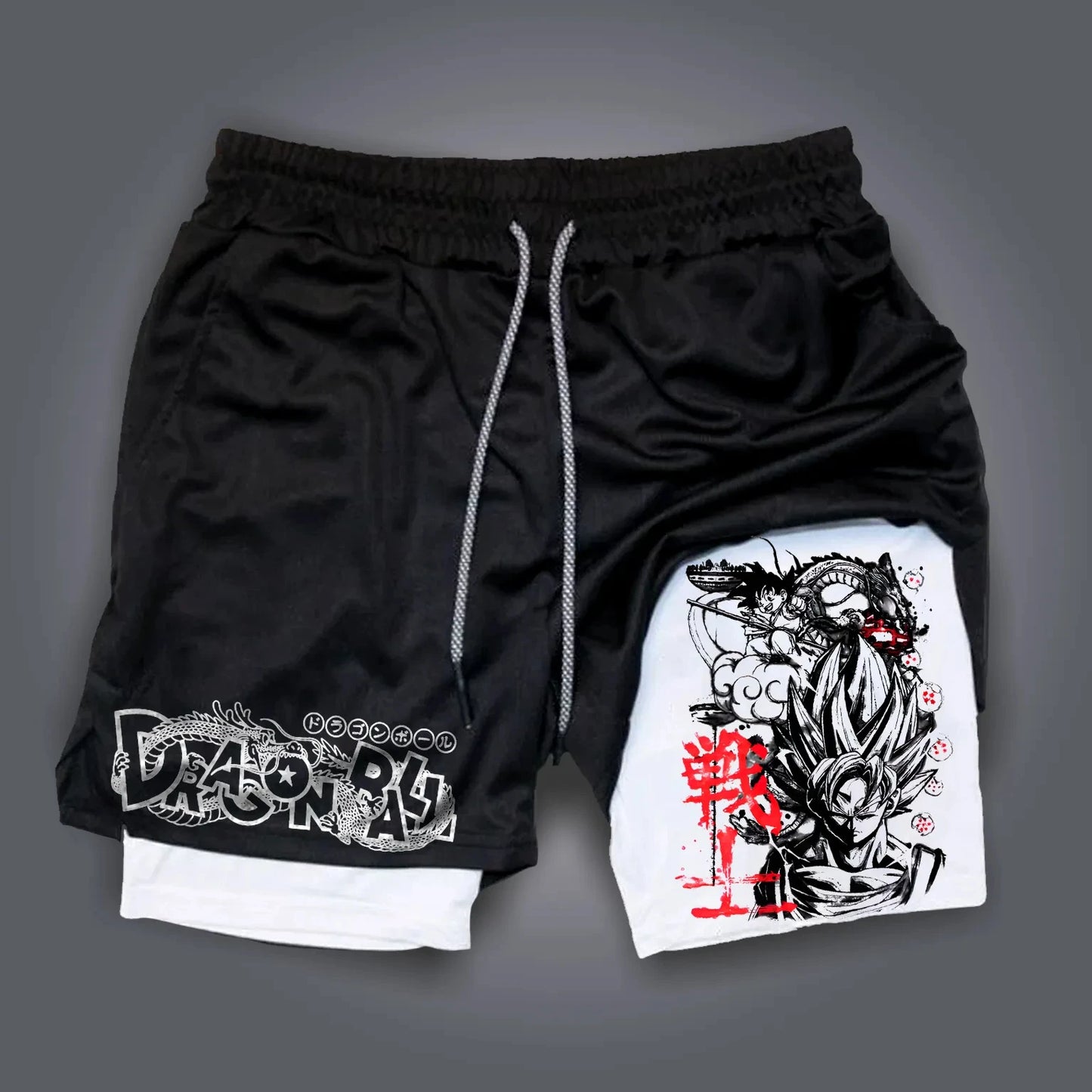 2025 Dragon Ball Japanese Animation Peripheral Double-layer Shorts Men's Trend Breathable Loose Sports Five-point Pants