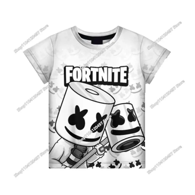 Anime Fortnite T-Shirts Girl Clothing T Shirt Boys White Cartoon Tees Baby Summer Shirts Cute Printed Tops Costume