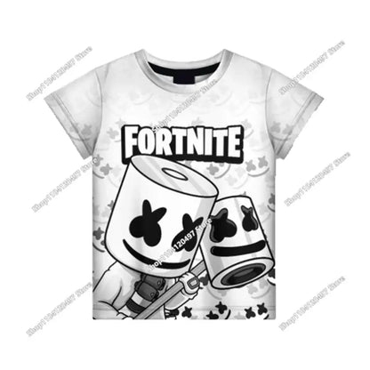 Anime Fortnite T-Shirts Girl Clothing T Shirt Boys White Cartoon Tees Baby Summer Shirts Cute Printed Tops Costume