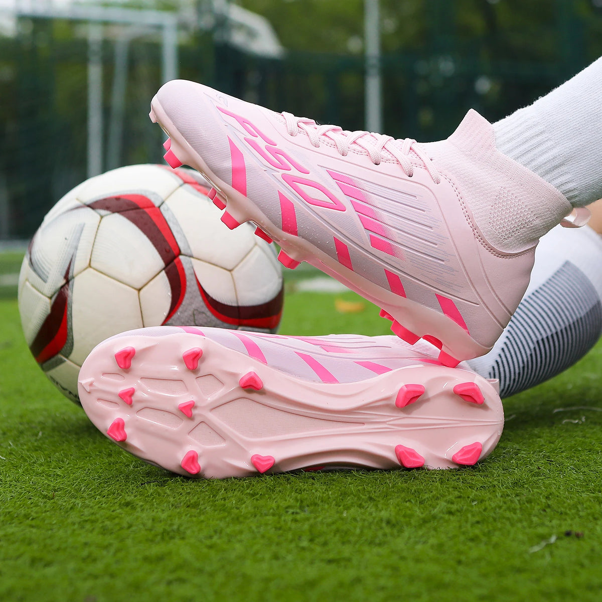 Nouvelles chaussures de football professionnelles pour hommes TF/FG, chaussures de football pour garçons, chaussures de sport unisexes à cheville haute, antidérapantes, confortables