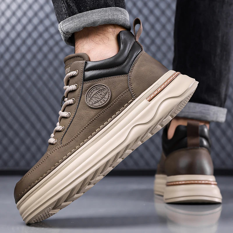 High Quality Men's Casual Leather Thick Bottom Oxford Shoes Fashion Outdoor Flat Top Quality Oxford Shoes Handmade Walking Shoes