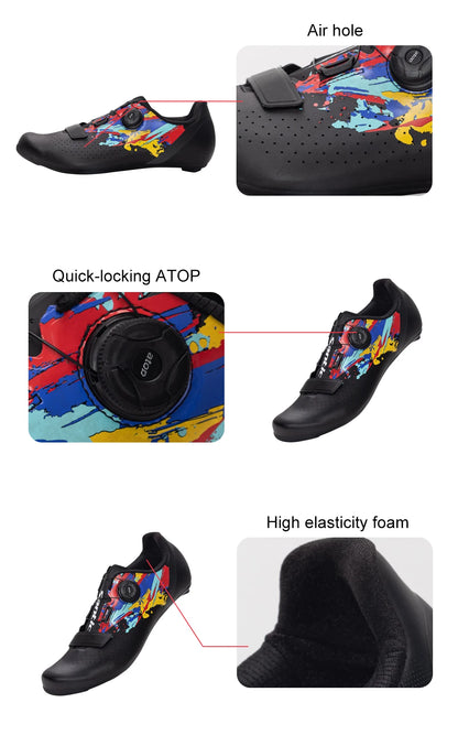 Santic Mens Cycling Shoes 2025 New Glass Fiber Nylon Sole Outdoor Pro Road Racing Shoes Auto-lock Road Riding Bicycle Sneakers