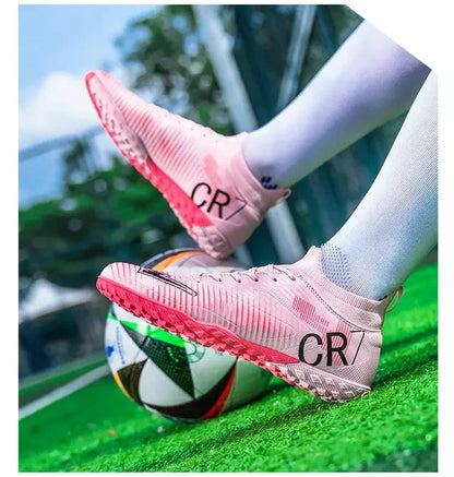 Ghete de fotbal pentru copii cu vârf anti-coliziune, închidere cu șireturi, crampoane scurte antiderapante, rezistente la uzură și respirabile, pentru joc pe iarbă în aer liber