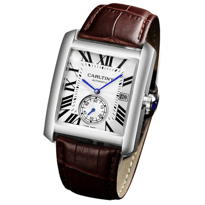 Reloj automático de lujo para hombre – Reloj de pulsera mecánico, modelo elegante de una gran marca, caja cuadrada de acero inoxidable, resistente al agua – CARLTINY