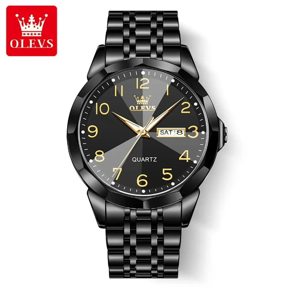 OLEVS 9970 Men’s Watch – Stylish model with digital dial, date and day display, water-resistant, luminescent, quartz – Original luxury watch