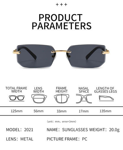 10 Pairs Per Set Wholesale Sunglasses For Women Fashion Rectangle Rimless Outdoor Eyewear Simple Casual Square Sun Glasses