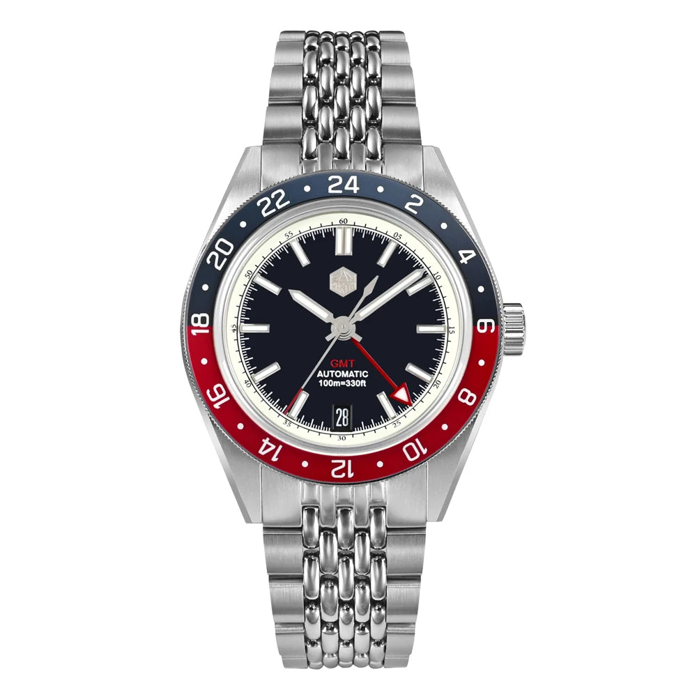 San Martin 39.5mm Limited Edition Full Lume Dial Automatic Men's Watch NH34 GMT 6H Date 10Bar Luxury Watch SN0116W