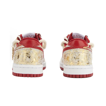 Custom Sneakers Nike Big Moon Over River & Blazing Apollo Gold Foil Craft Shock-Absorbent & Wear-Resistant Low-Top For Men