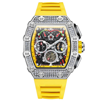 ONOLA Luxury Diamond Mechanical Wristwatches Fashion Sports Square Date Waterproof Automatic Man Watch Men Military Watch Clock