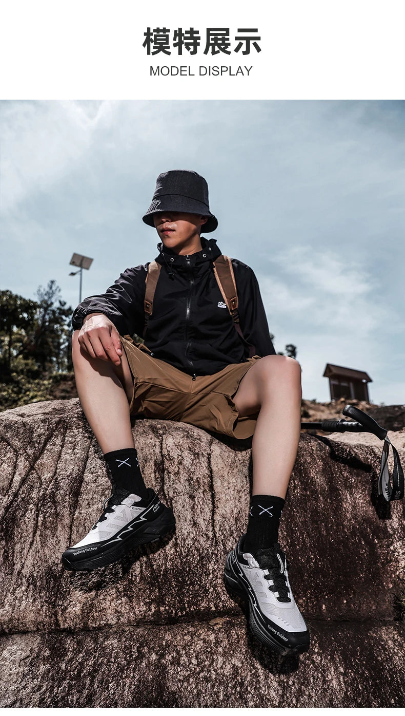 Chaussures de randonnée respirantes pour homme — Boucle rotative, semelle antidérapante