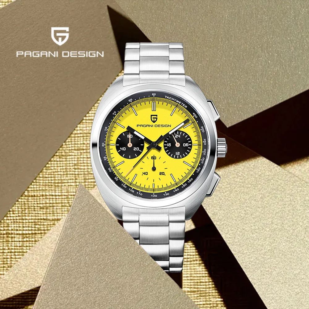 Relógio masculino de quartzo Pagani Design 2026 Fashion, marca de topo de luxo, safira, cronógrafo masculino VK63 em aço, de mergulho