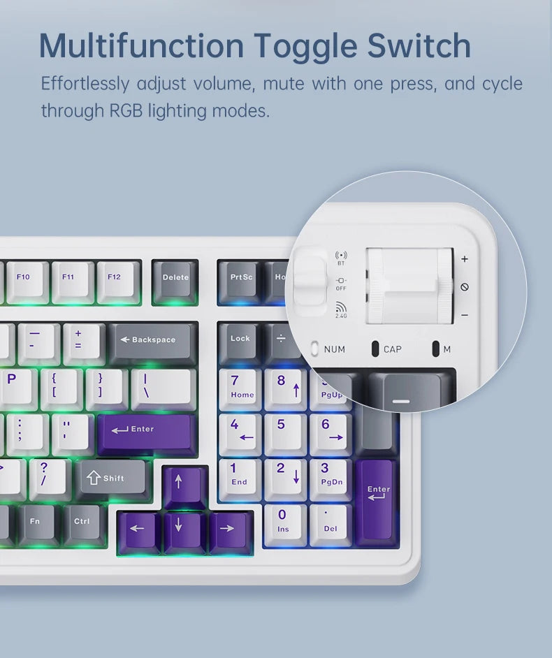 MACHENIKE KG98 Tri Mode Mechanical Keyboard 10000mAh Bluetooth Full Size Wireless Gaming Keyboards For PC Laptop Gamer