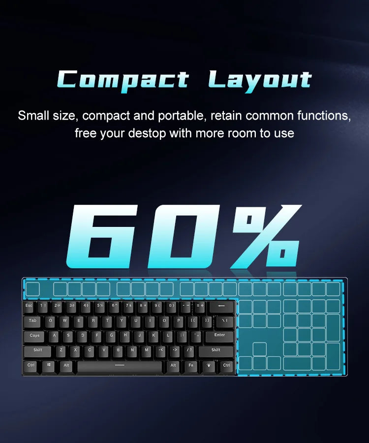 LIEI 60% Mechanical Gaming Keyboard 61 Keys Wired Mechanical Keyboard RGB Backlit Compact Mini Gaming Keyboard for PC Laptop Office