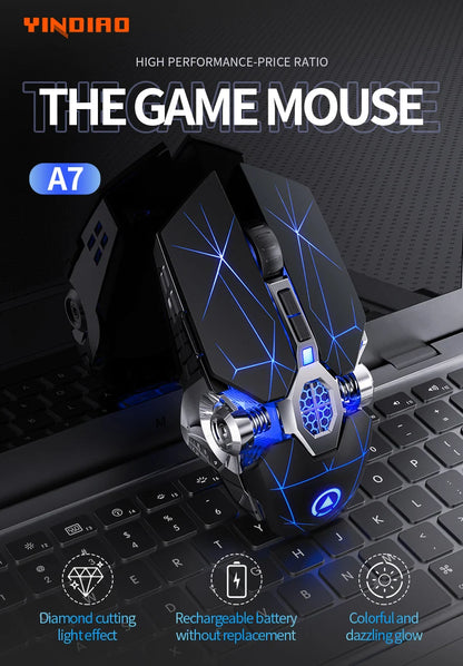 2.4G Wireless Mouse 6D Optical Rechargeable Wireless Mouse Noiseless Mice DPI1600 for Macbook PC Laptop
