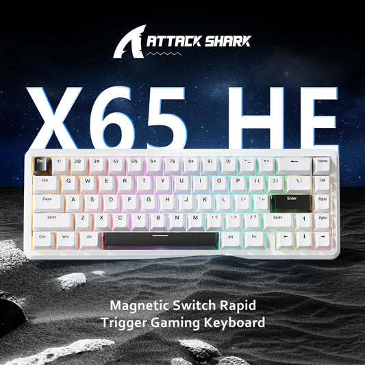 ATTACK SHARK X65 HE Magnetic Switch Rapid Trigger Keyboard, 65% Wired Gaming Keyboard with 8000Hz Polling Rate, Hall Effect RGB Mechanical Keyboard