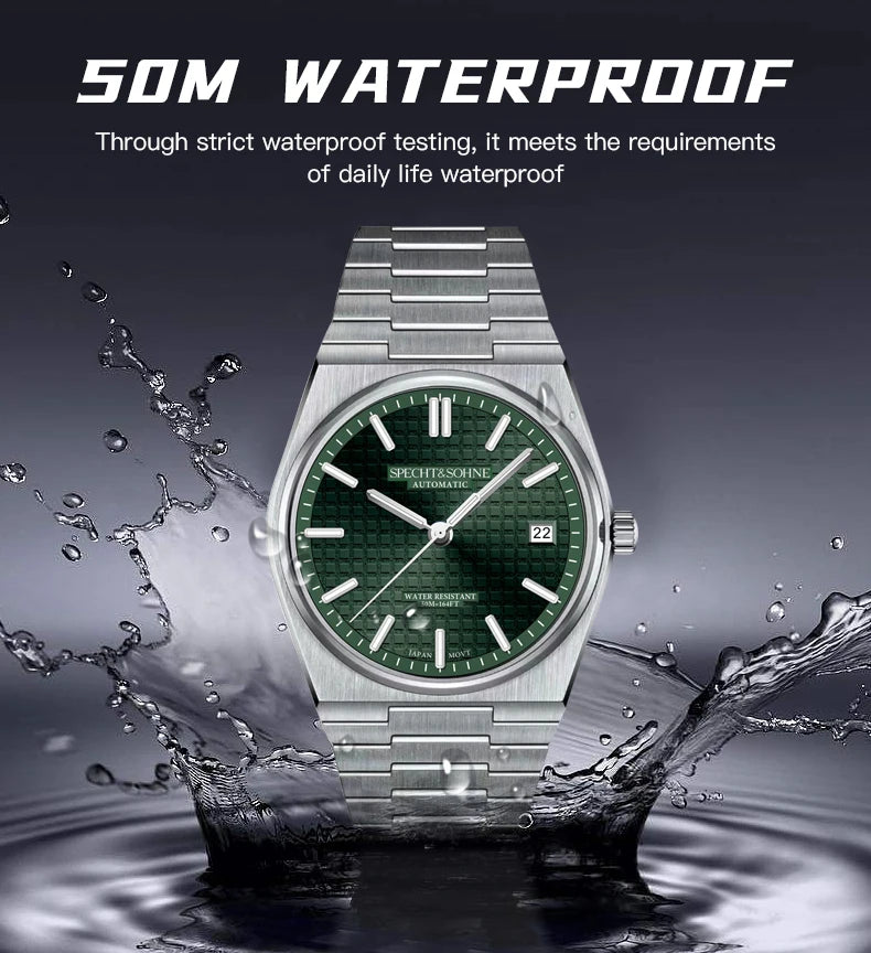 2026 New 37MM SPECHT&SOHNE Men Automatic Mechanical Watches Japan 8215 Movt Sapphire Ice Blue Stainless Steel Relogio Masculino