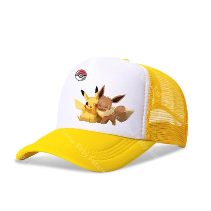 Two Sizes Kawaii Baseball Caps for Adult Cartoon Pokemons Pikachus Outdoor Breathable Mesh Hat Cute Anime Adjustable Sunbonnet