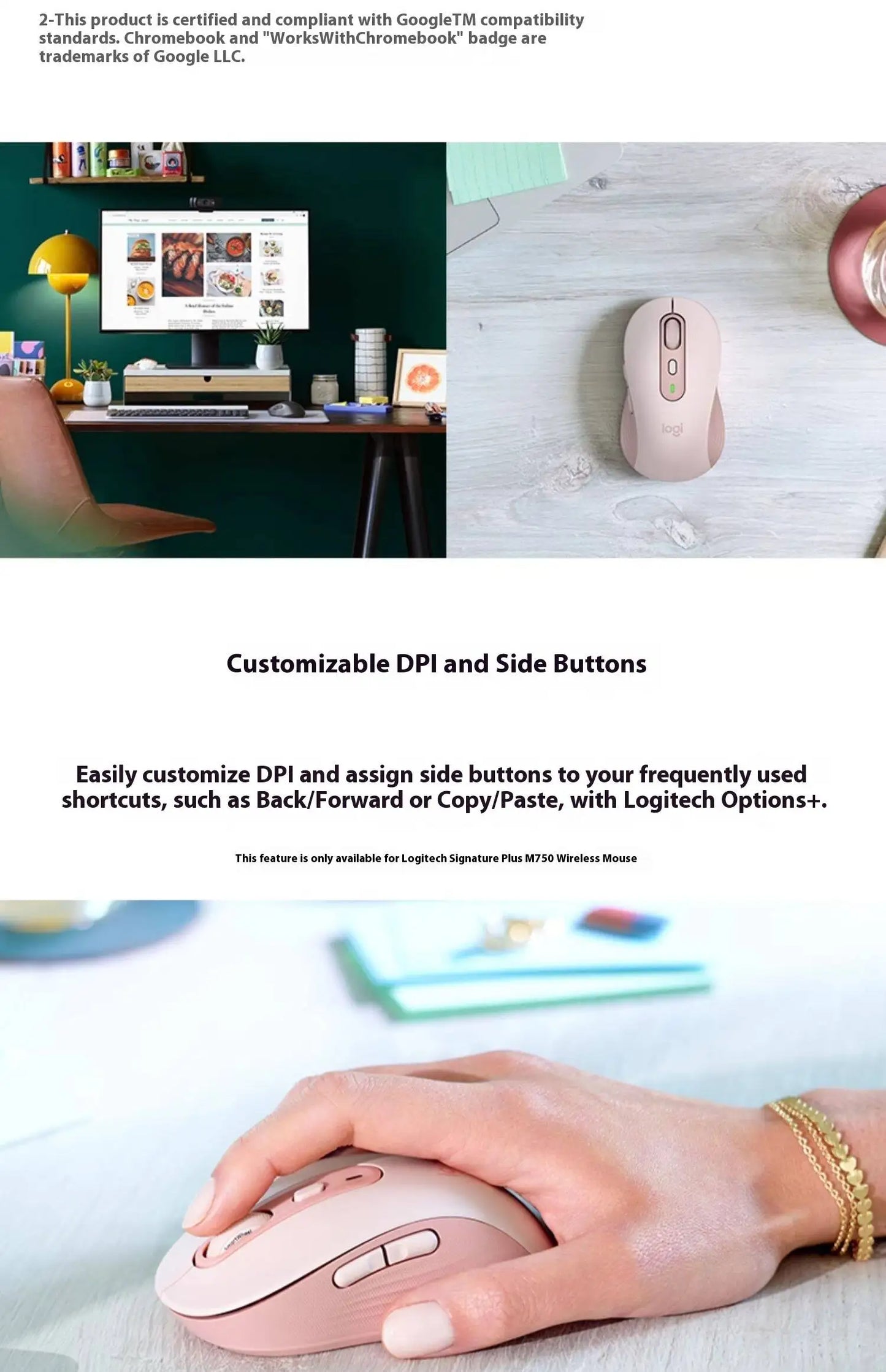 Official Flagship Logitech MX Anywhere 3S Wireless Mouse, Light Sound Bluetooth Laptop, Desktop Computer M750 Series