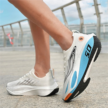 FourSeasons Ανδρικά Αθλητικά Sneakers CarbonPlate για Τρέξιμο, Αναπνεύσιμα Παπούτσια Μαραθωνίου για Αγώνες, Άνετα Παπούτσια Στίβου, Προπόνησης και Περπατήματος