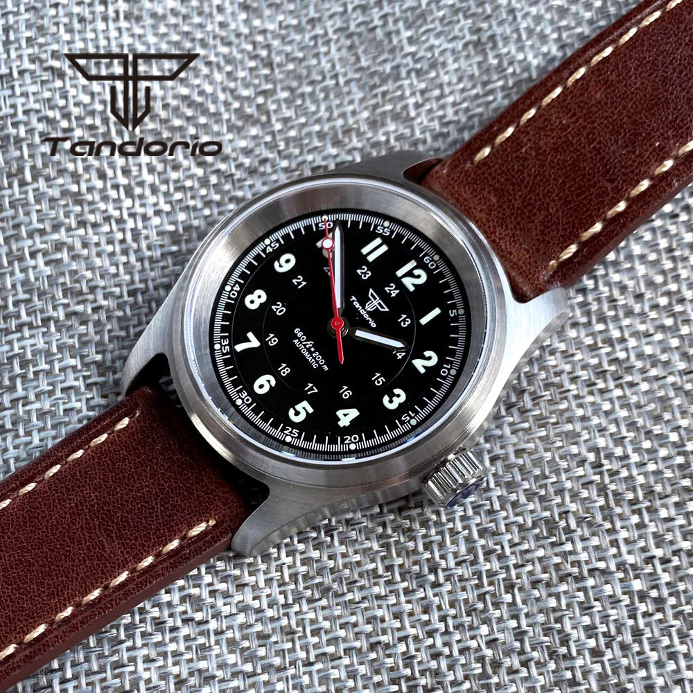 Tandorio 36mm Fashion 20BAR automatische Taucher- und Pilotenuhr für Herren und Damen, NH35/PT5000/Miyota8215 Uhrwerk, Saphir-Armbanduhr, grüne Leuchtmasse