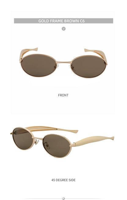 Sexy Small Oval Punk Sunglasses Women 2026 Luxury Vintage Steampunk Metal Frame Sun Glasses For Ladies Trendy Traveling Shades