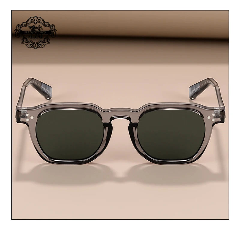 Classics Rivets Style Retro Sun Glasses for Women TR90 Frame Polygon Polarized Sunglasses UV400 Male Black Green 2025 Summer