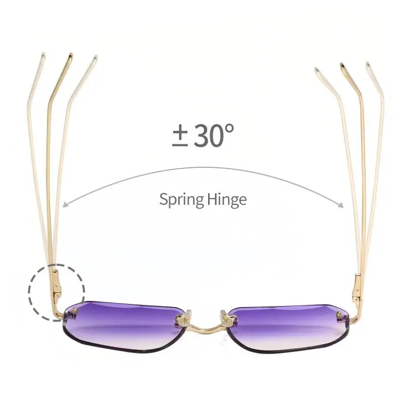 CATERSIDE Fashion Frameless Men's Sunglasses with Design Sense Lenses Metal Temple Sunglasses Women's Party Travel Sunglasses