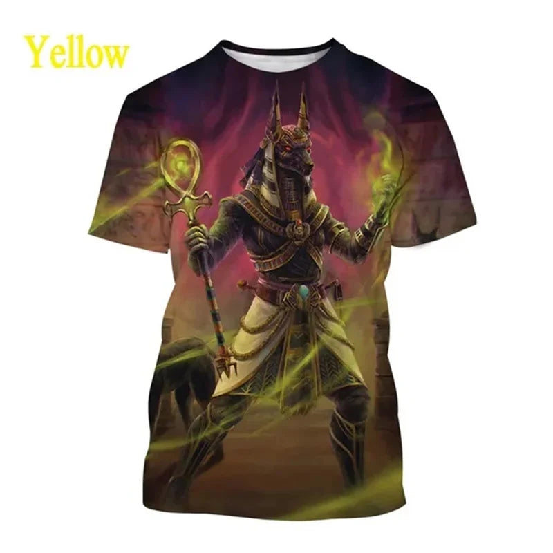 T-Shirts mit dem Sensenmann Anubis – 3D-gedrucktes T-Shirt mit altägyptischem Gott – Auge Ägyptens – Pharao – Harajuku-Mode – Kurzarm-T-Shirt