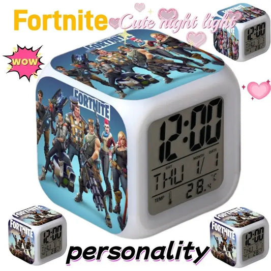 Fortnite Alarm Clock Cute Fashion Cartoon Personalized Creative Kawaii Minimalist LED Alarm Clock Gift for Friends' Birthday