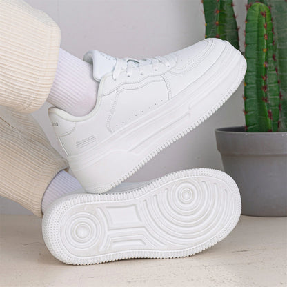 Baasploa Women’s Platform Sneakers Fashion Leather Casual Thick-Soled Shoes for Women Comfort White Skateboarding Shoes Non-Slip