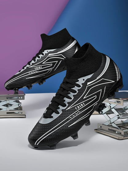 AG/FG Long Studs Soccer Shoes, PU Fabric Mixed Upper, TPU Sole Wear-Resistant Anti-Slip, Men Women Kids Youth Outdoor Sports