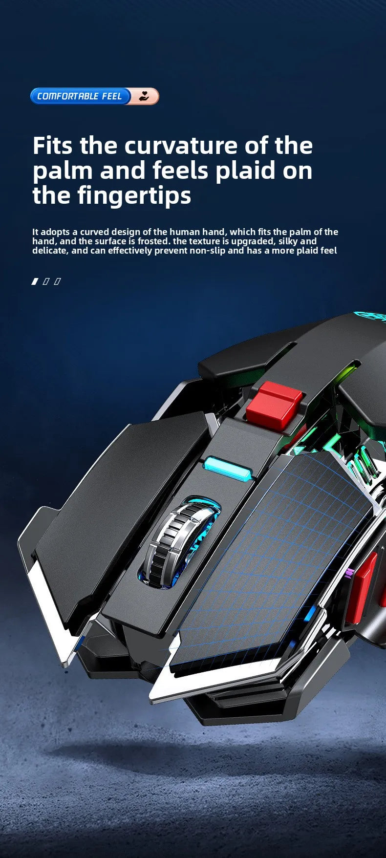 SC300 Wireless Mechanical Gaming Mouse Ergonomic RGB Backlit Rechargeable DPI Adjustable Silent Mice for Desktop Laptop Tablet