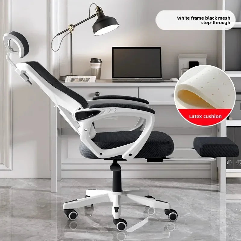 Chaise de jeu ergonomique pour ordinateur, avec dossier inclinable et hauteur réglable, idéale pour les étudiants, les dortoirs et les bureaux à domicile.
