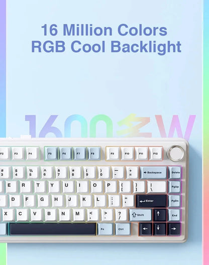 AULA F75 Game Mechanical Keyboard RGB Light 2.4G /BT5.0/Wired Tri-Mode Gasket Structure 75% Customized Gradient Grey Keyboard