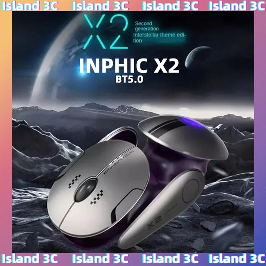 Inphic X2 trimodalna kovinska Bluetooth brezžična miška, tiha, polnilna, z osvetlitvijo za e-šport, gaming PC-je in prenosnike, dodatek za darilo