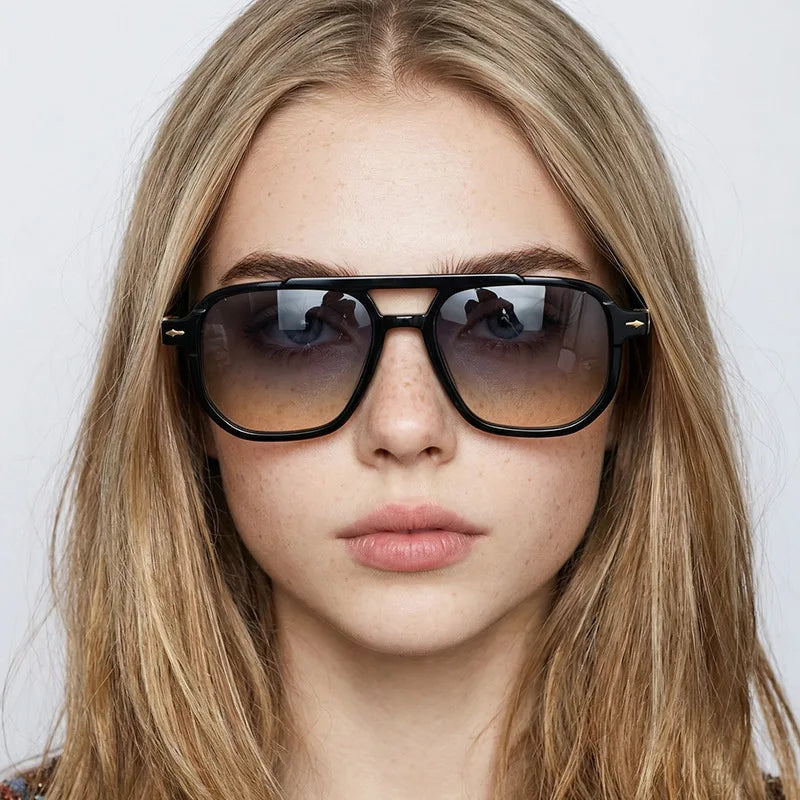 Frame-shaped arrow decorative sunglasses, suitable for both men and women for daily outings, perfect for sun protection.