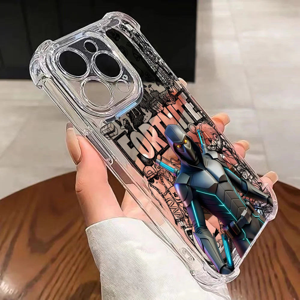 Capa de telemóvel Fortnite para Samsung Galaxy S26 S25 S24 S23 S22 S21 S20 Edge FE Ultra Plus 4G 5G, em TPU transparente antiqueda