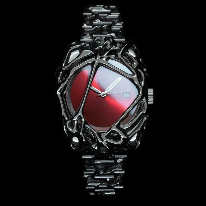 Unique Minimalism Men's Watches Irregular Dial Design Fashion Casual Street Punk Gothic Y2k Wristwatch for Men Black Color Gift