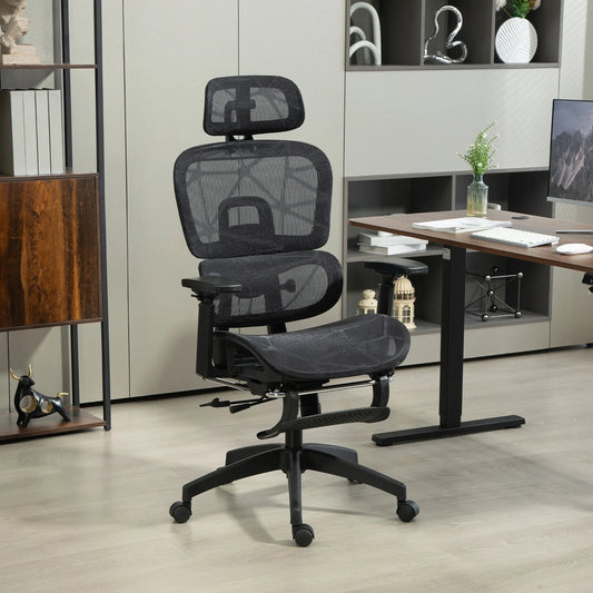 Ergonomic Mesh Office Chair with Lumbar Support, Adjustable Reclining Desk Chair with Footrest, Height Adjustable Swivel Computer Chair