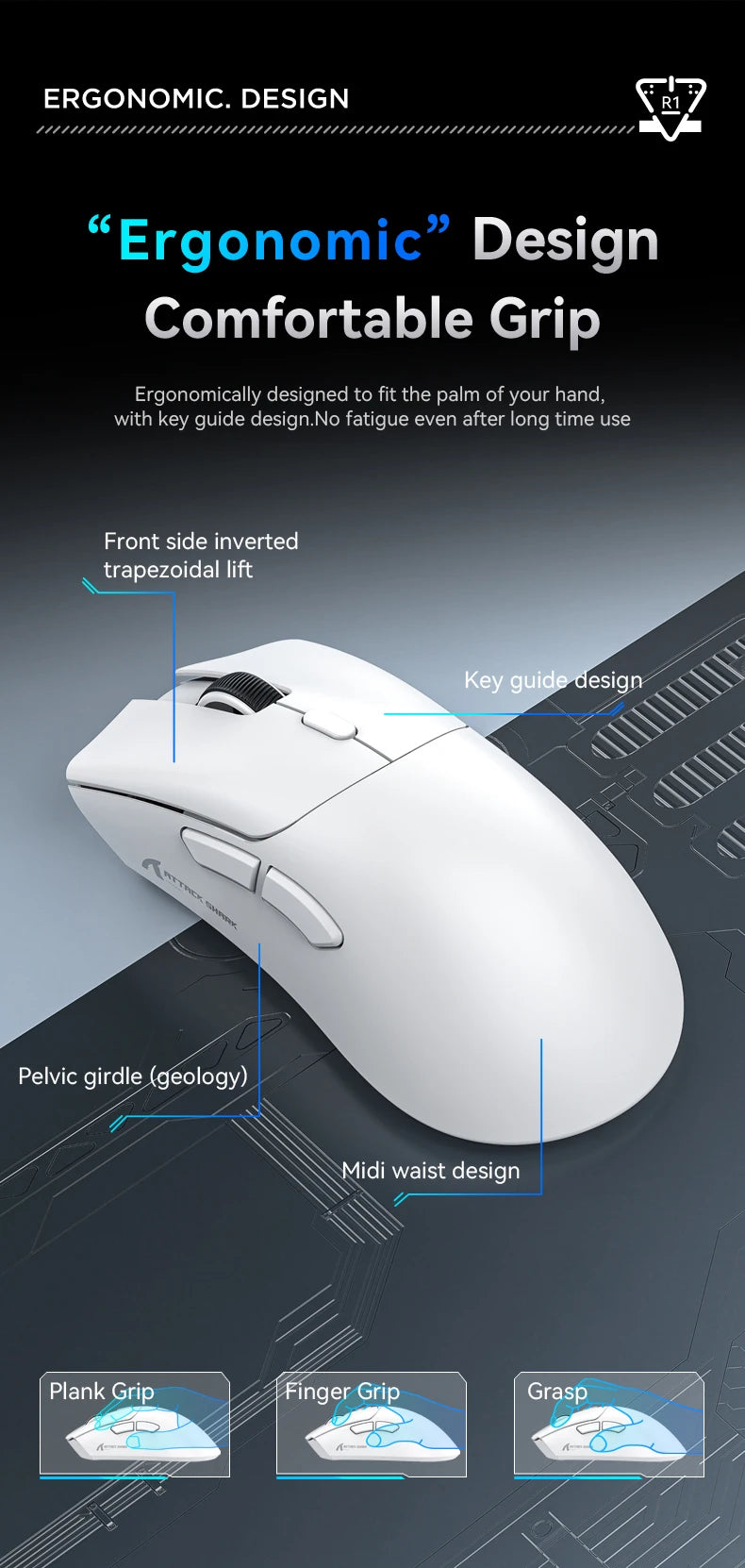 ATTACK SHARK R1 Bluetooth Mouse-Viral Mouse Reviewed by Influencers, Brand-direct authentic,PAW3311 sensor with 1K Hz for Gaming