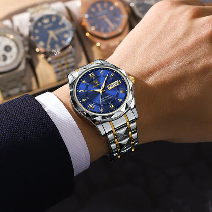 Montre homme POEDAGAR Business Luxury, étanche, en acier inoxydable, lumineuse, avec date et jour de la semaine, style sport, à quartz.