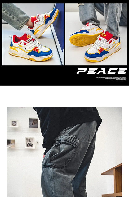 Zapatillas casual de malla para hombre, cómodas zapatillas de running masculinas con cordones, zapatos de skate con plataforma para hombre, zapatillas deportivas para estudiantes