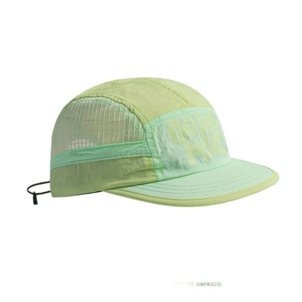 Baseballkasket med blød skygge, hurtigtørrende, retro, 5-panelet, solbeskyttelse, åndbar, afslappet hiphop-kasket, løbekasket i mesh